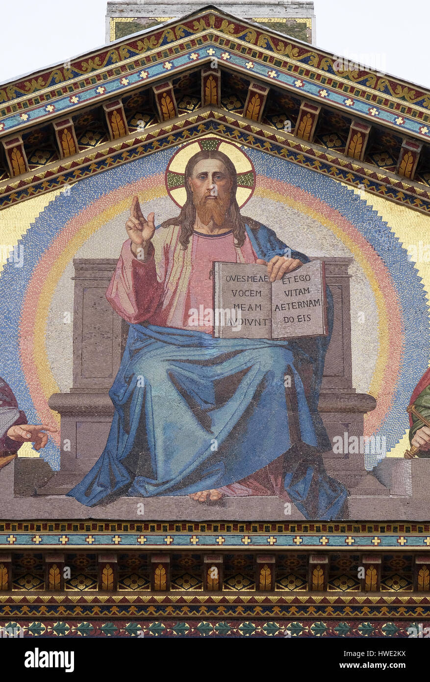 Mosaico di Gesù Cristo Maestro, Basilica di San Paolo fuori le mura a Roma, Italia il 05 settembre 2016. Foto Stock