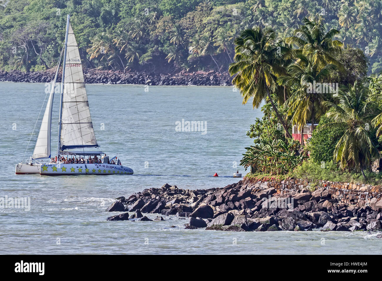 Catamarano Off Devils Isola della Guiana francese Foto Stock
