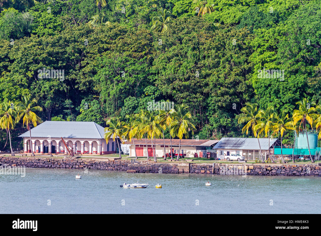 Porto sulla isola di diavoli della Guiana francese Foto Stock