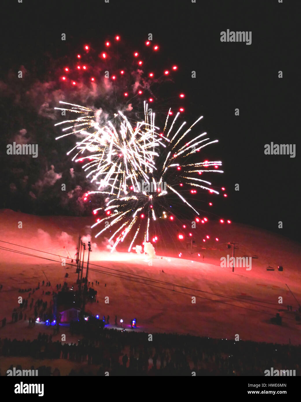 Alpe d'Huez di fuochi d'artificio Foto Stock