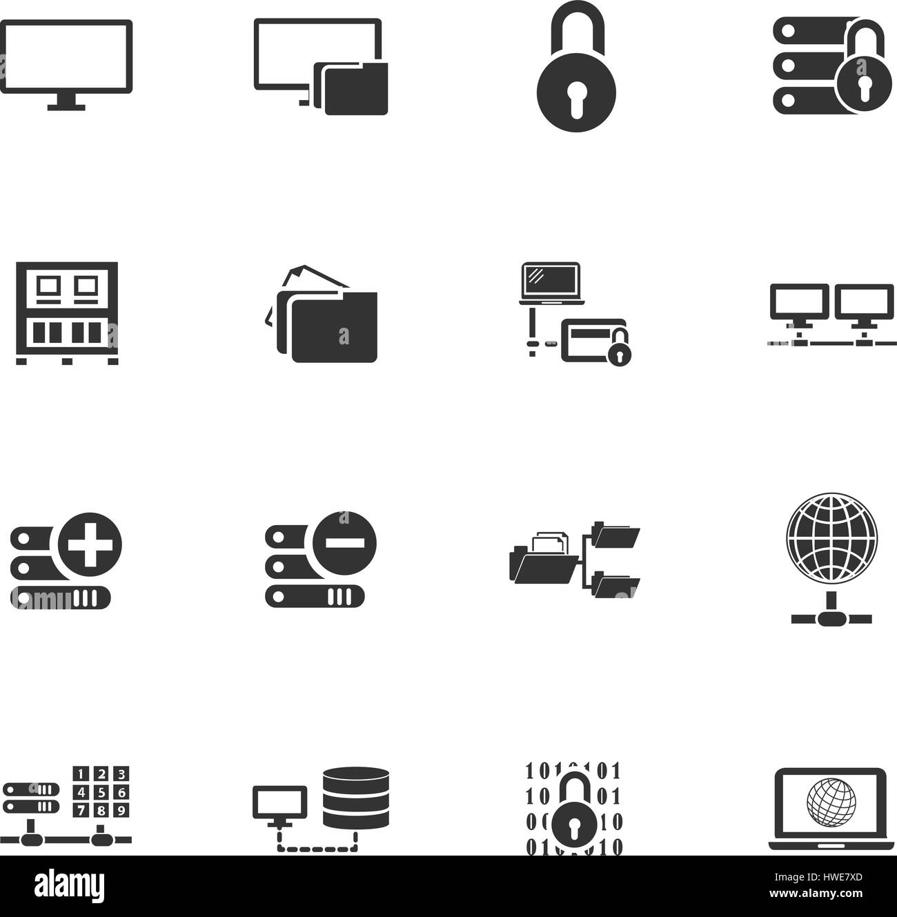 Internet, server, network icon set per siti web e interfaccia utente Illustrazione Vettoriale