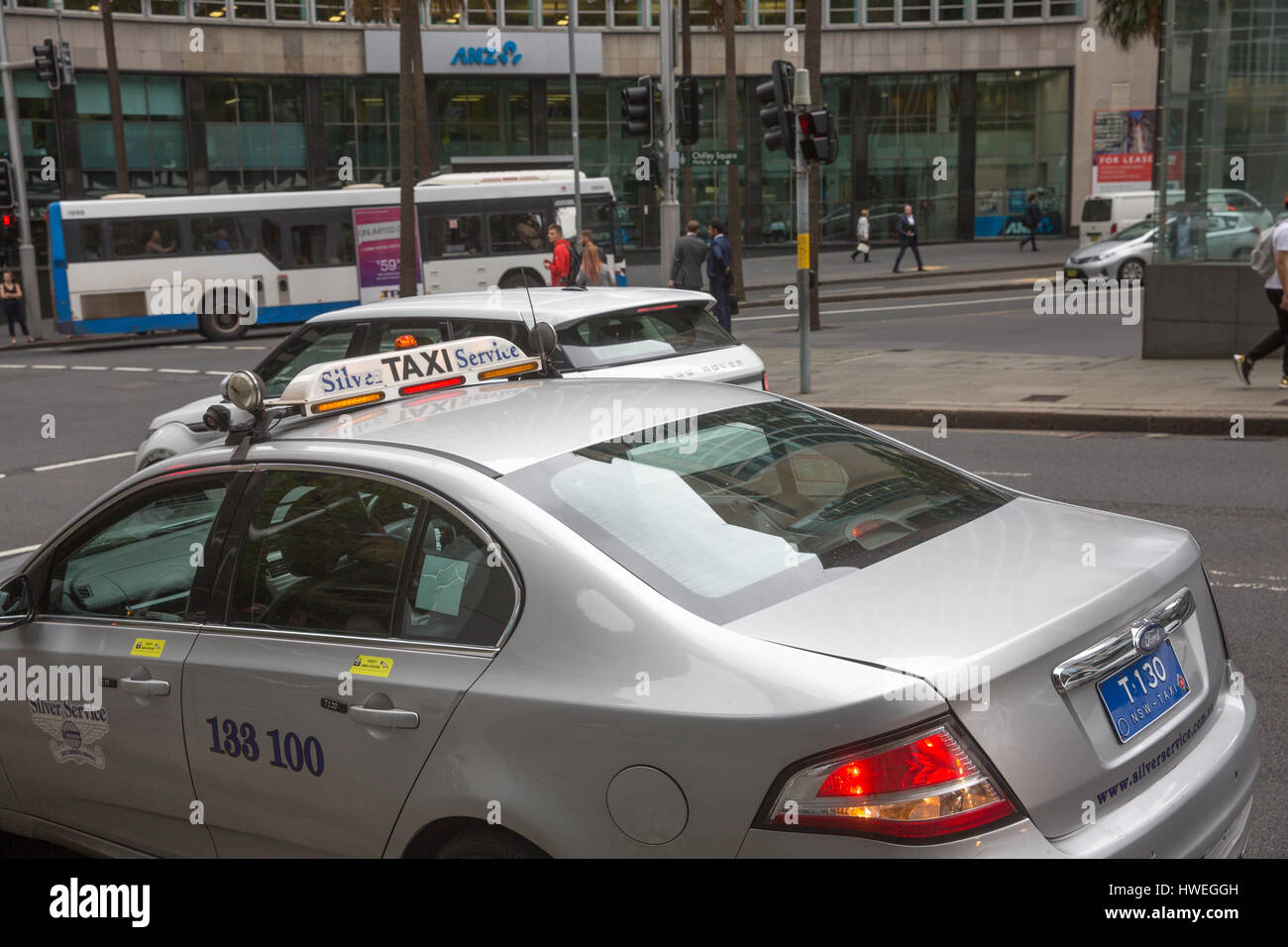 Taxi con licenza nel centro di Sydney, Nuovo Galles del Sud, Australia Foto Stock