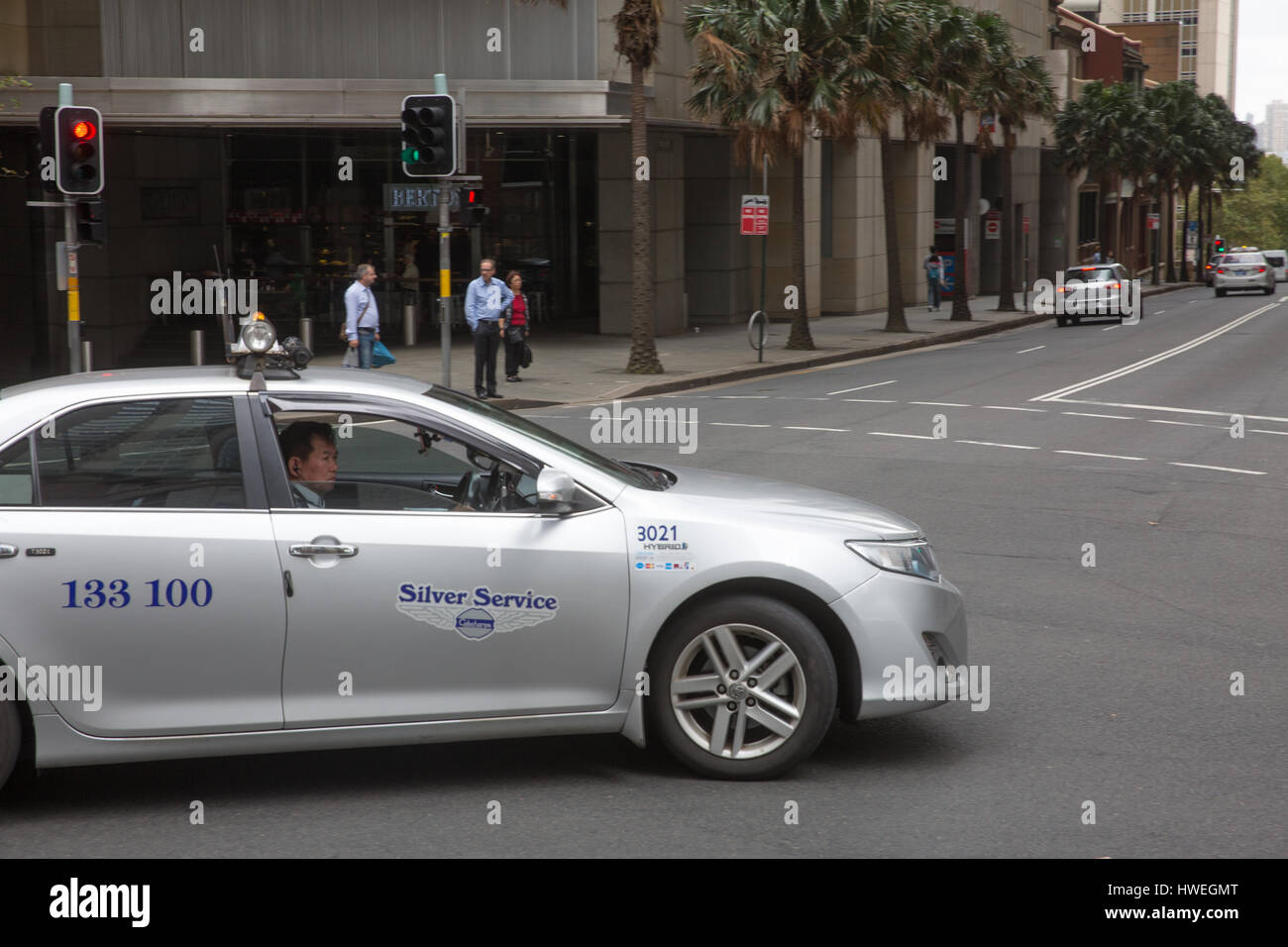 Taxi con licenza nel centro di Sydney, Nuovo Galles del Sud, Australia Foto Stock