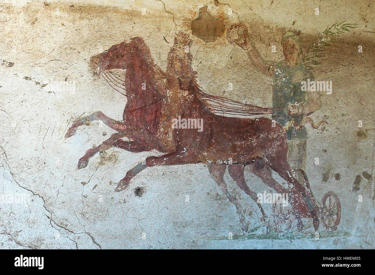 Italia Lazio Ostia Antica - tenement degli aurighi - Affresco Foto Stock