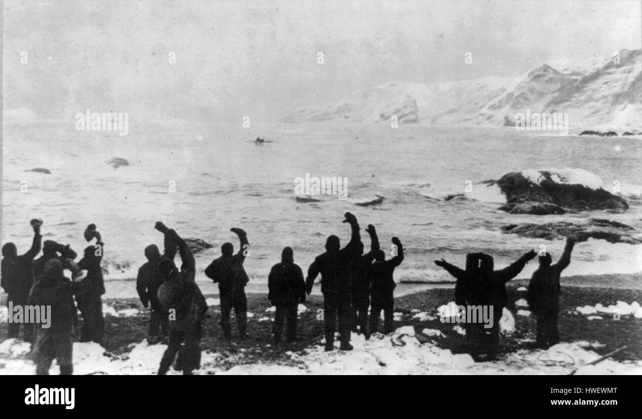 Shackleton spedizione in Antartide, salvataggio di uomini su Elephant Island Foto Stock