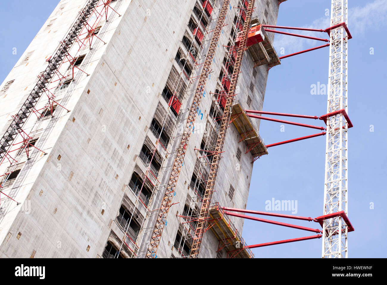 La costruzione dell'edificio. Canary Wharf, Londra. Regno Unito Foto Stock