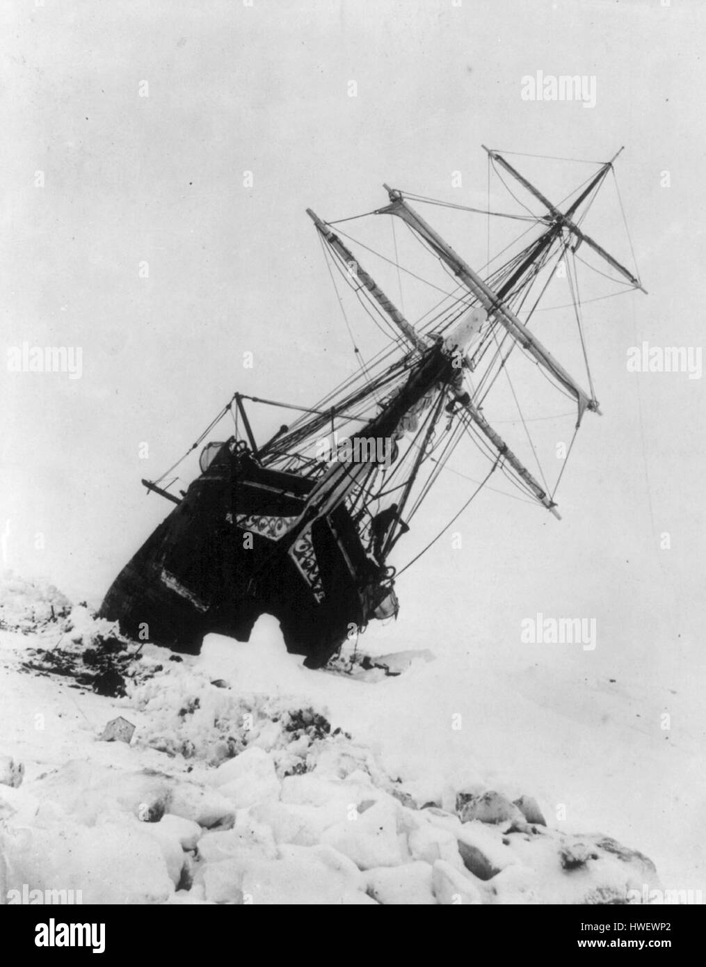 Shackleton spedizione in Antartide, ultimi momenti dell'Endurance. Foto Stock