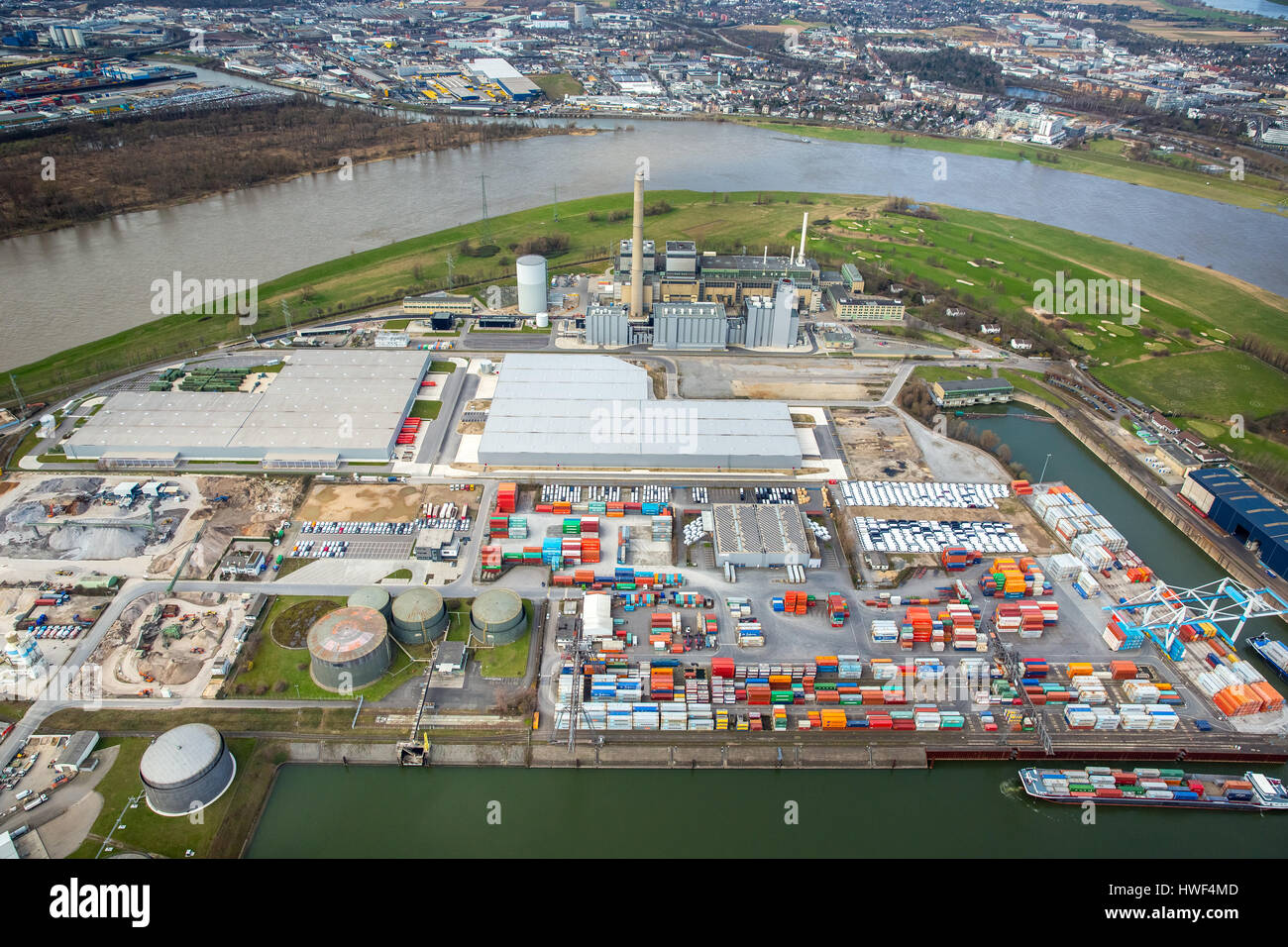 La produzione combinata di calore e di power station Lausward; centrale a ciclo combinato; gas e turbina a vapore power station; teleriscaldamento; Stadtwerke Düsseldorf Gmb Foto Stock