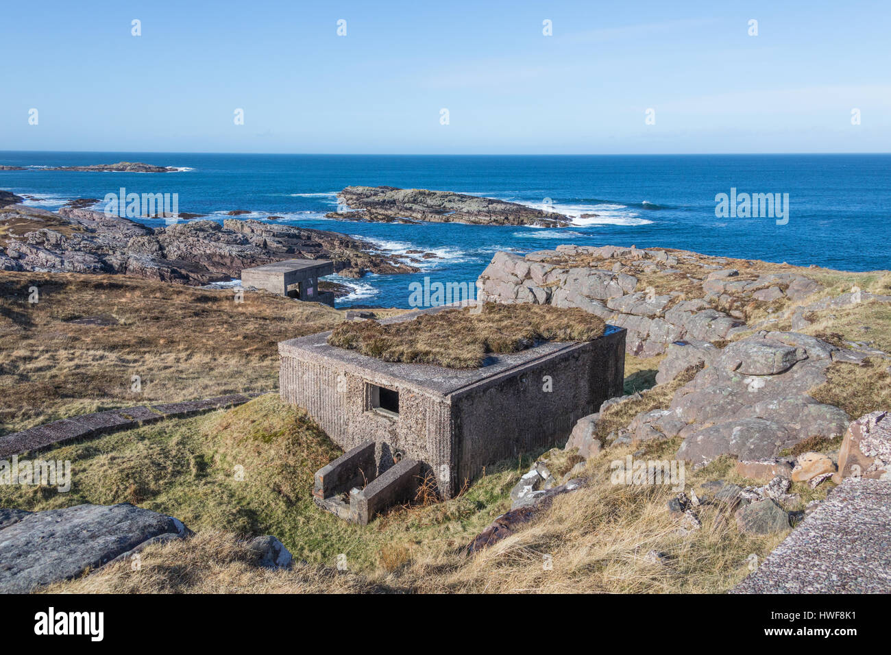 Rubha Nan Sasan, Cove batteria, Loch pecora, altopiani, Scozia Foto Stock