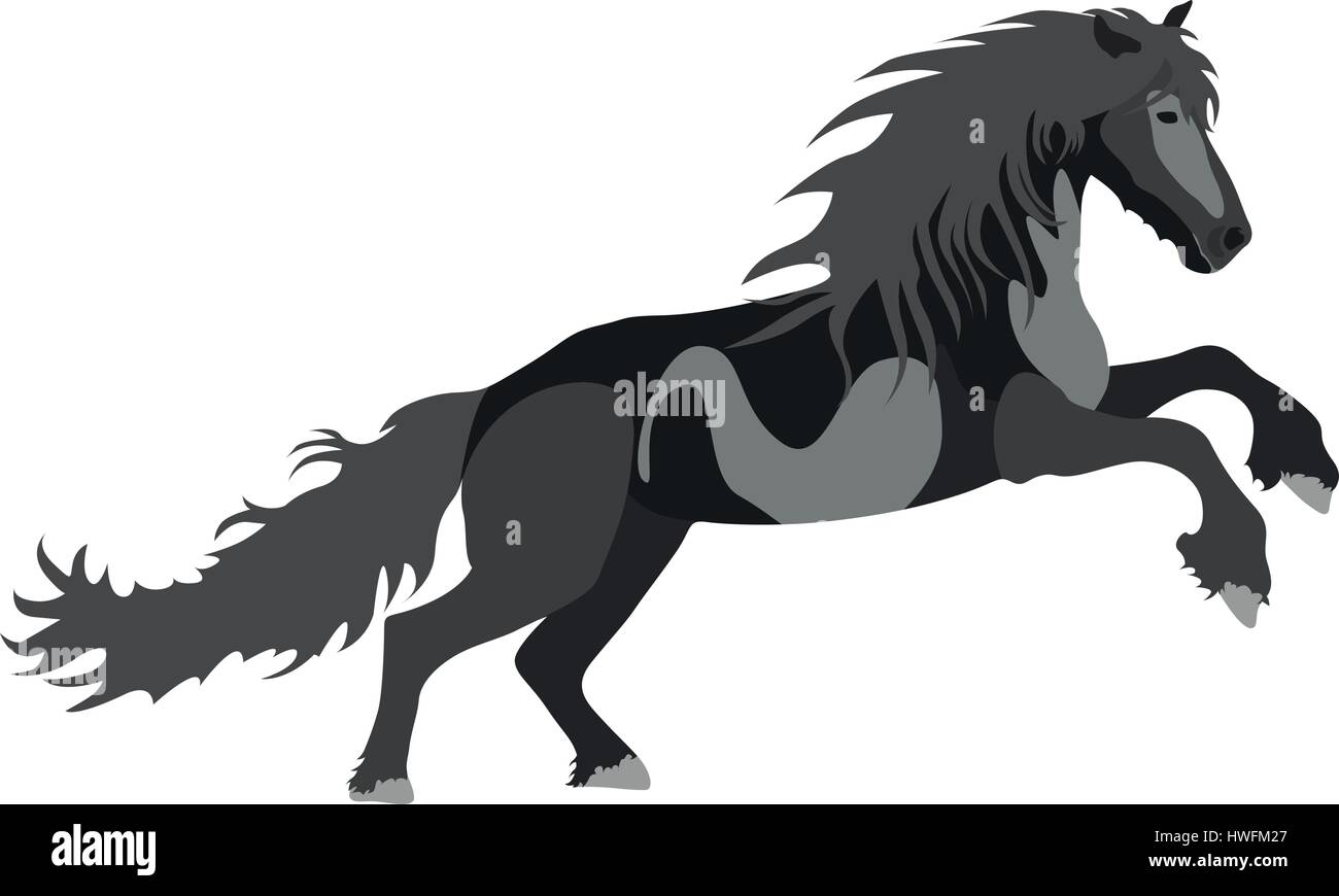 Illustrazione cavallo nero per l'uso creativo in graphic design Illustrazione Vettoriale
