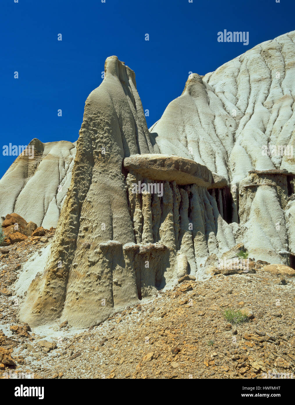 Erosione formazioni scolpita in stato di makoshika parco vicino glendive, montana Foto Stock