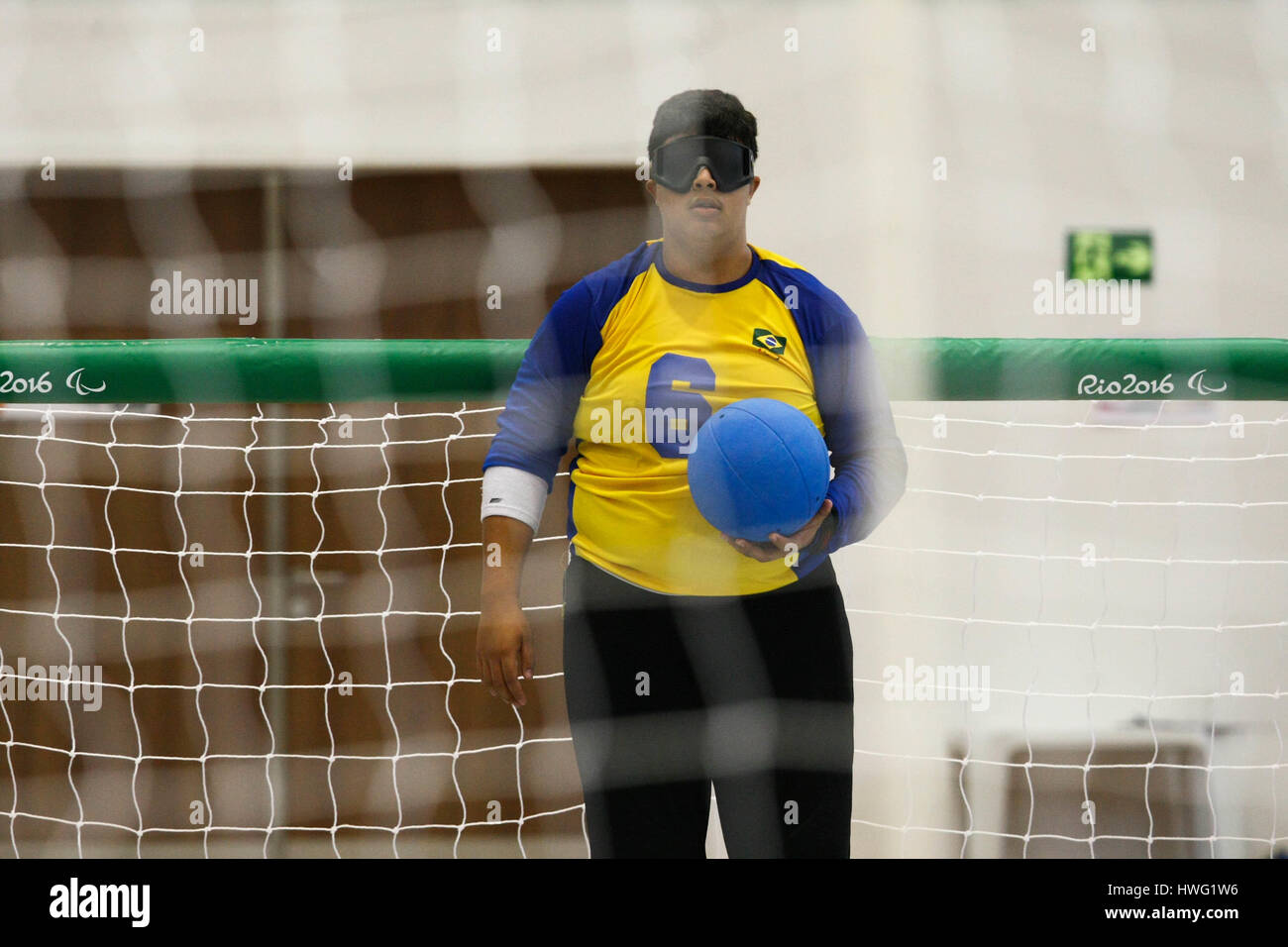 SÃO PAULO, SP - 21.03.2017: JOGOS PANAMERICANOS PARALÍMPICOS SP 2017 - Partenza maschio Goalball tra Brasile x Argentina, con vittoria selezione del Brasile da 10 x 0 per la Pan American giochi terrà nel 2017 Paralimpiadi SP Paralimpici di Training Center a São Paulo, SP. (Foto: Aloisio Mauricio/Fotoarena) Foto Stock