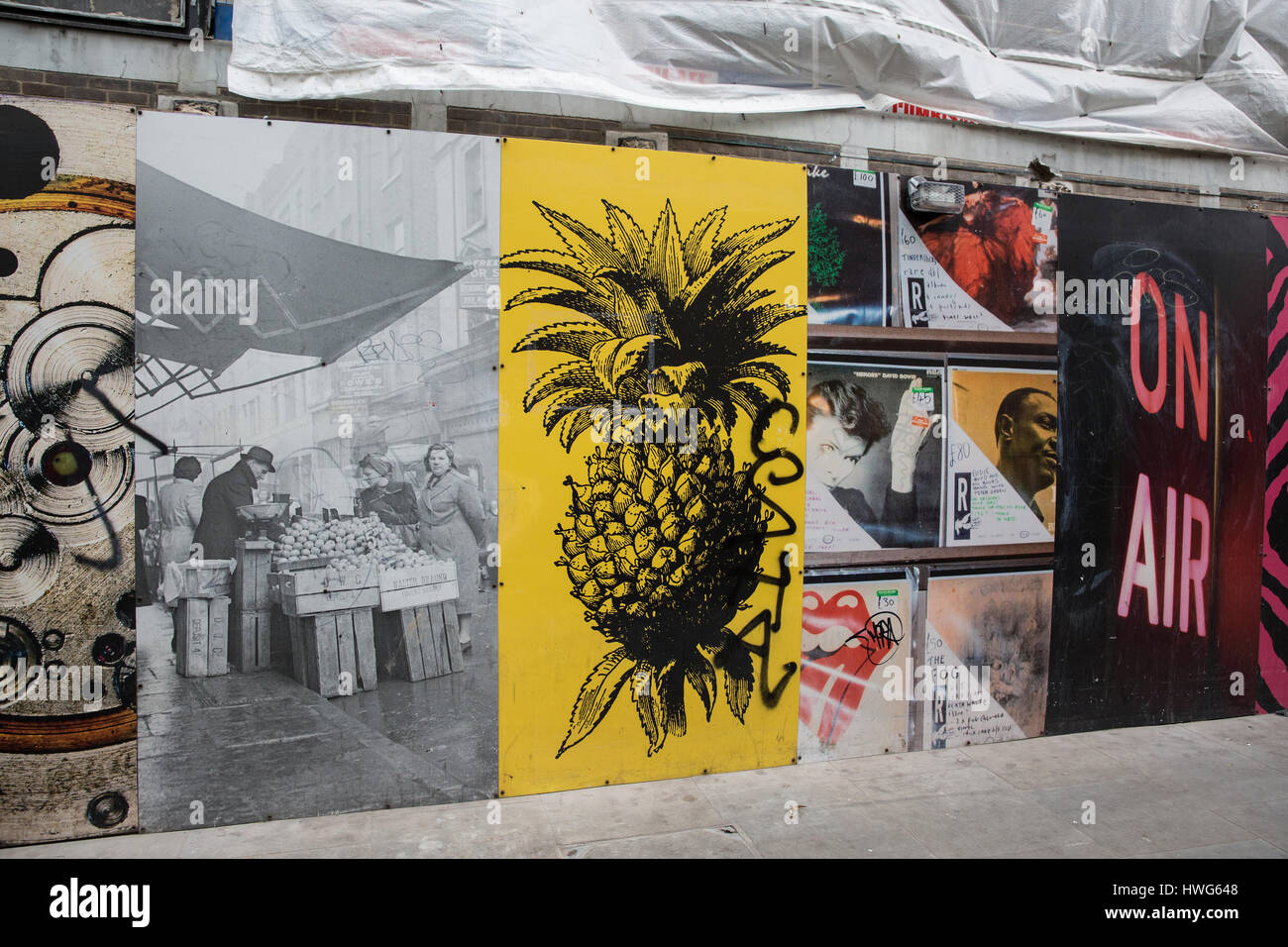 Londra, Regno Unito. Xxi marzo, 2017. Riqualificazione di PMB Holdings si svolge a 90-104 Berwick Street a fianco di uno dei piu' vecchi mercati di strada. Oggi, Westminster City Council accantonato i programmi di privatizzare il mercato mediante la nomina di un mercato esterno operatore a seguito di una campagna di profilo alto e la petizione per salvarlo. Credito: Mark Kerrison/Alamy Live News Foto Stock