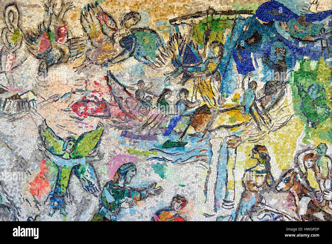 Francia, Alpes Maritimes, Nizza, Università di Nizza Sophia Antipolis, sala di attesa della Facoltà di Legge andPolitical Science (Trotabas Campus), il messaggio di Ulisse, mosaico murale di Marc Chagall Foto Stock