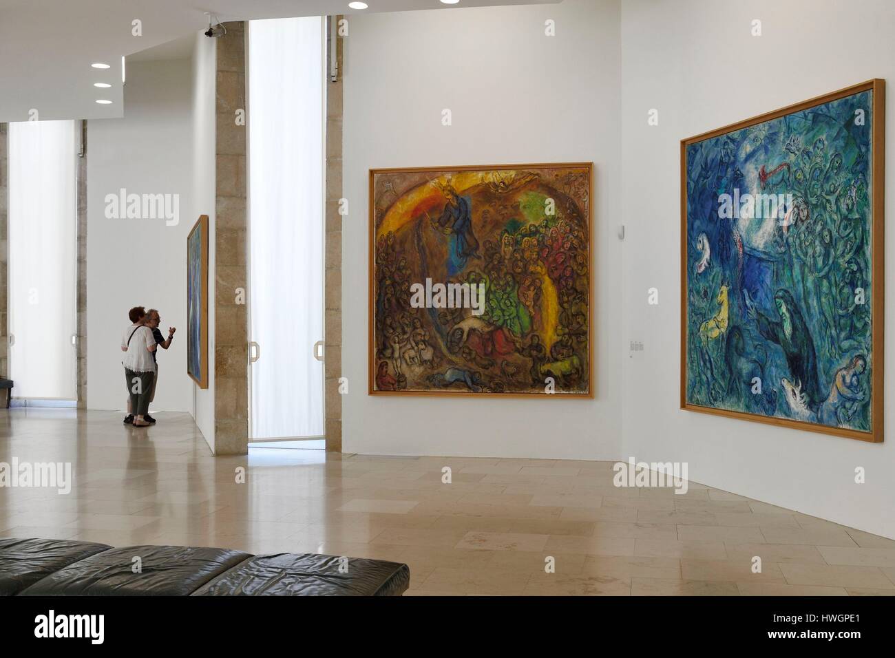Francia, Alpes Maritimes, Nizza, Musee National Marc Chagall dall architetto Andre Hermant e creato su iniziativa di Andre Malraux, hall del messaggio biblico dipinti Foto Stock