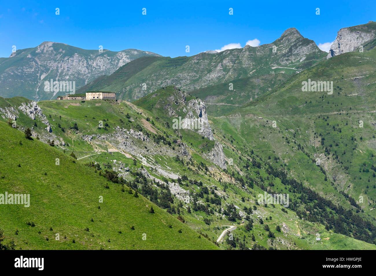 Francia, Alpes Maritimes, la centrale di Fort a Col (pass) de Tende (1871m), fortificazioni costruite dagli italiani nel 1881 Foto Stock