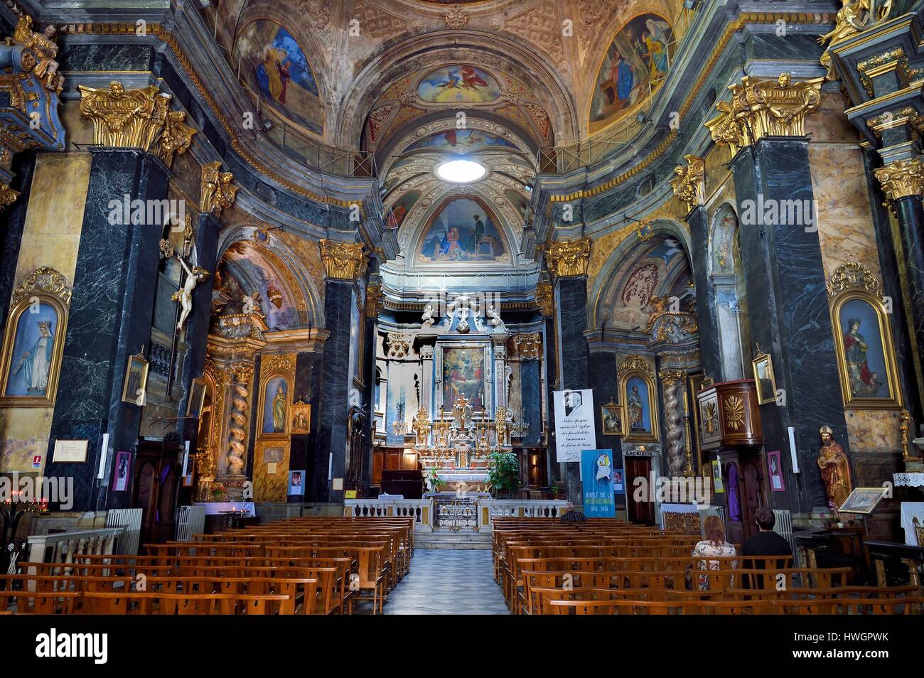 Francia, Alpes Maritimes, Nizza, città vecchia, église Saint-Martin-Saint-Augustin (St. Martin sant'Agostino) chiesa dove Garibaldi fu battezzato Luglio 19, 1808 Foto Stock