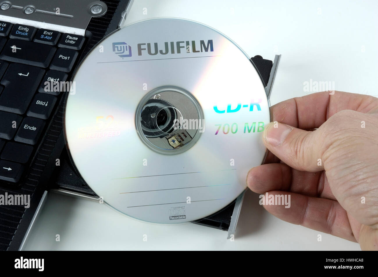 Computer con un'unità disco floppy, notebook con unità disco floppy, il computer, i dati, i dati di comunicazione dati, rete, sicurezza dei dati, EDP, elettronica Foto Stock