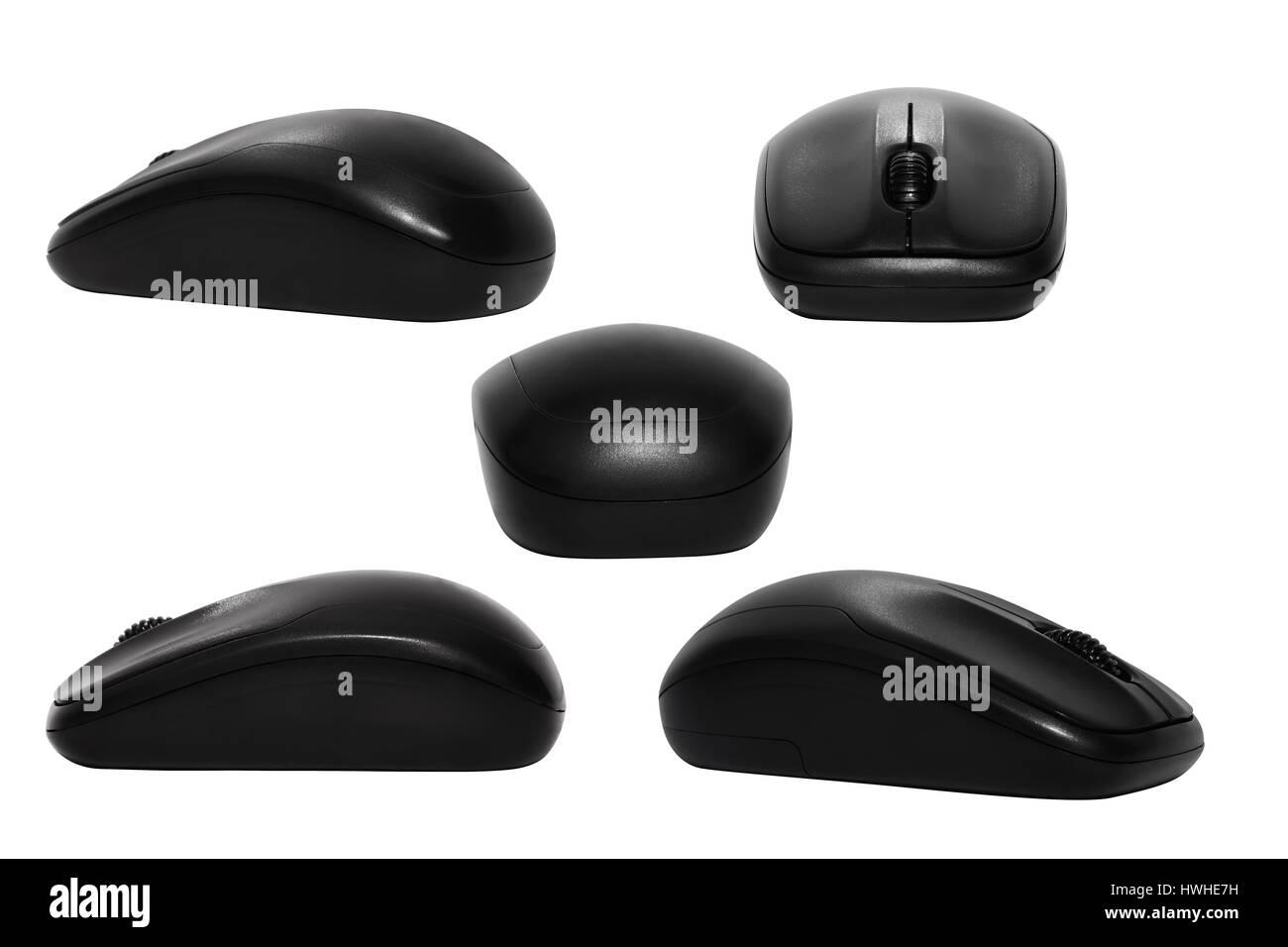 Collezione di mouse senza fili isolati su sfondo bianco Foto Stock