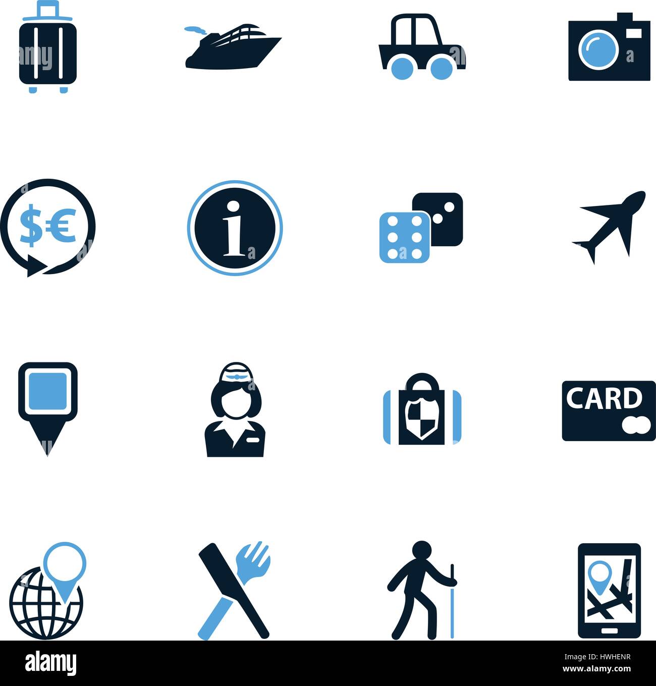 Icona del viaggio impostata per siti web e interfaccia utente Illustrazione Vettoriale