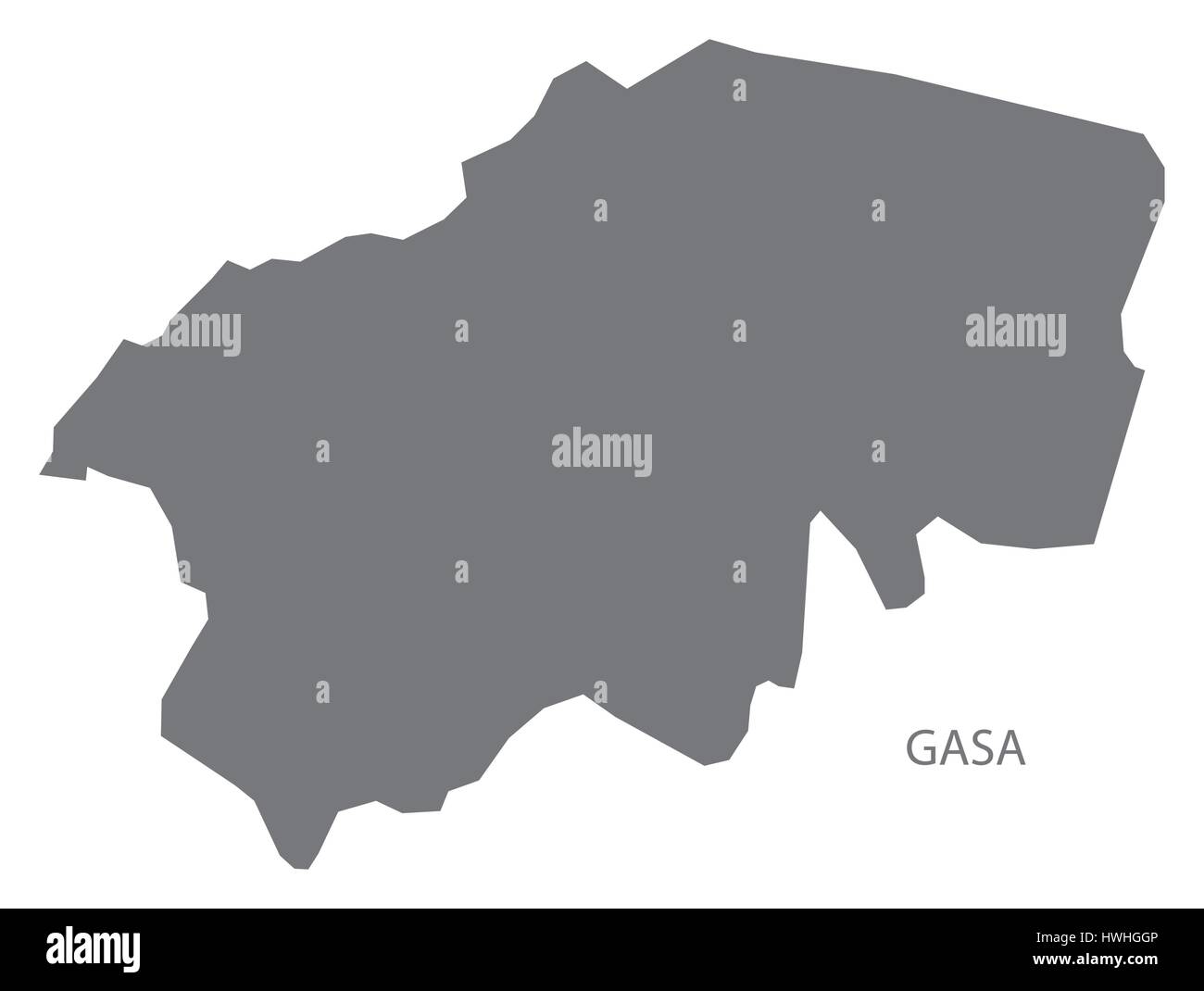 Gasa Bhutan mappa della zona grigia silhouette di illustrazione Illustrazione Vettoriale