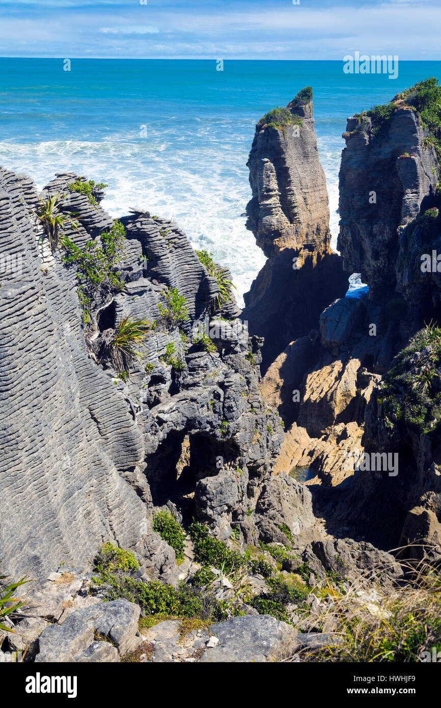 Pancake Rocks, Punakaiki, Nuova Zelanda Foto Stock