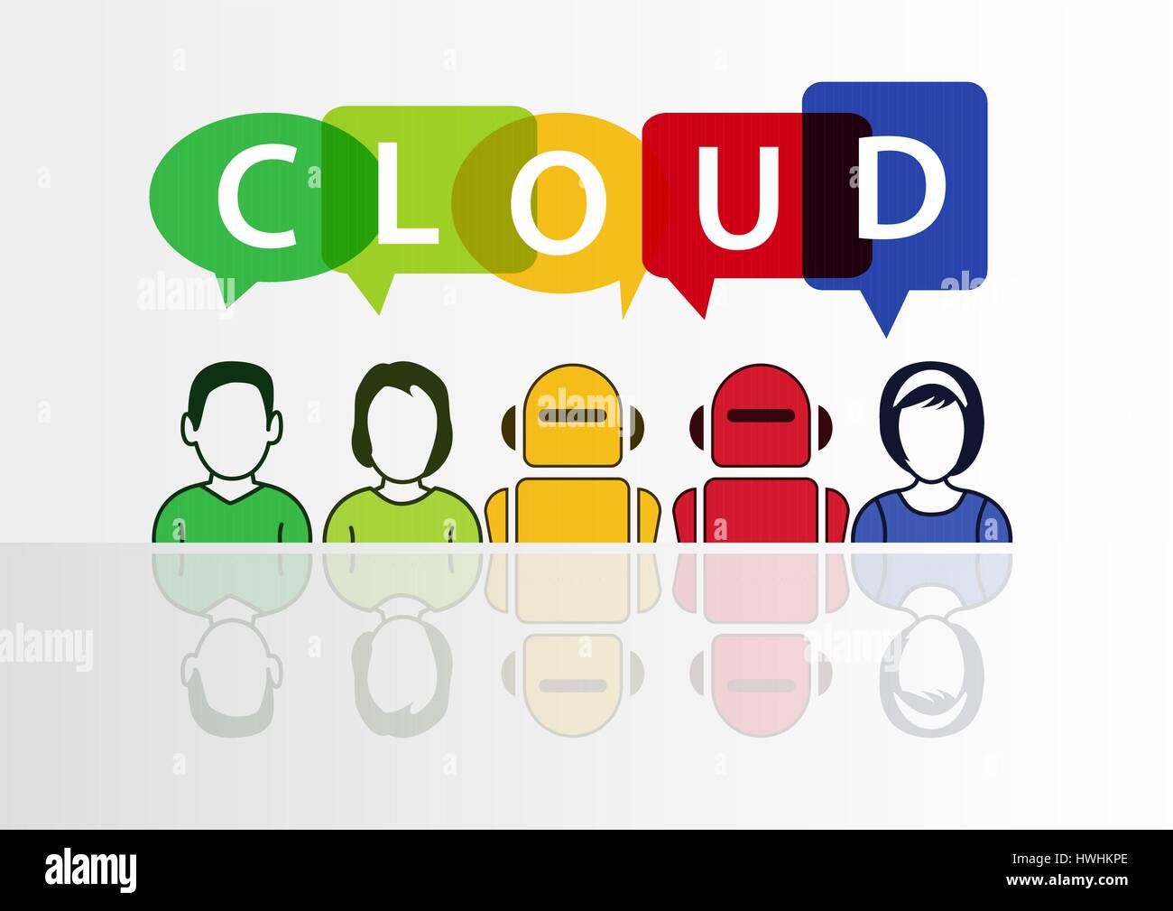 Il cloud computing e il concetto di automazione con il testo Illustrazione Vettoriale