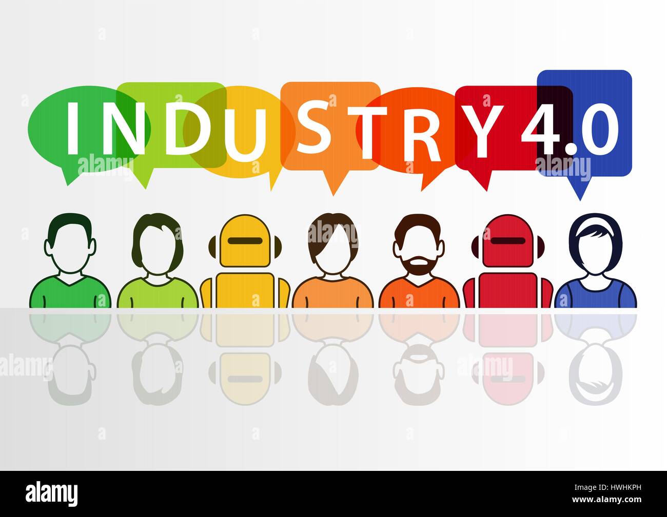 L'industria 4.0 e il concetto di automazione con il testo Illustrazione Vettoriale