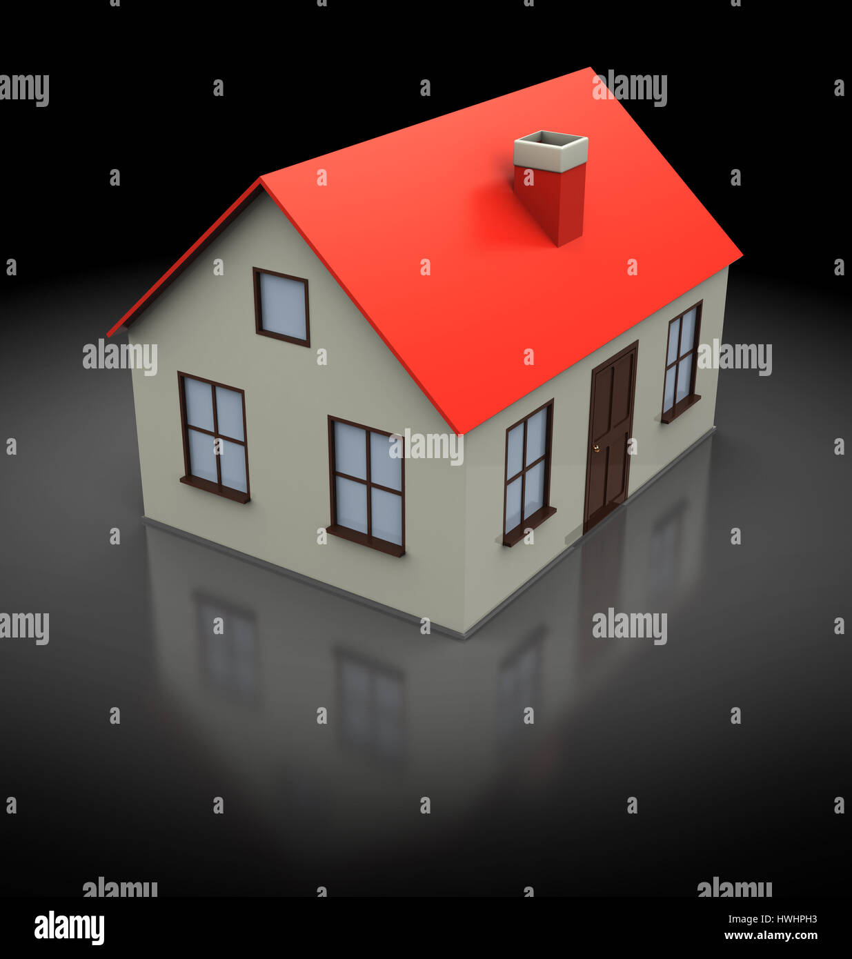 3d illustrazione della casa generico, su sfondo nero Foto Stock