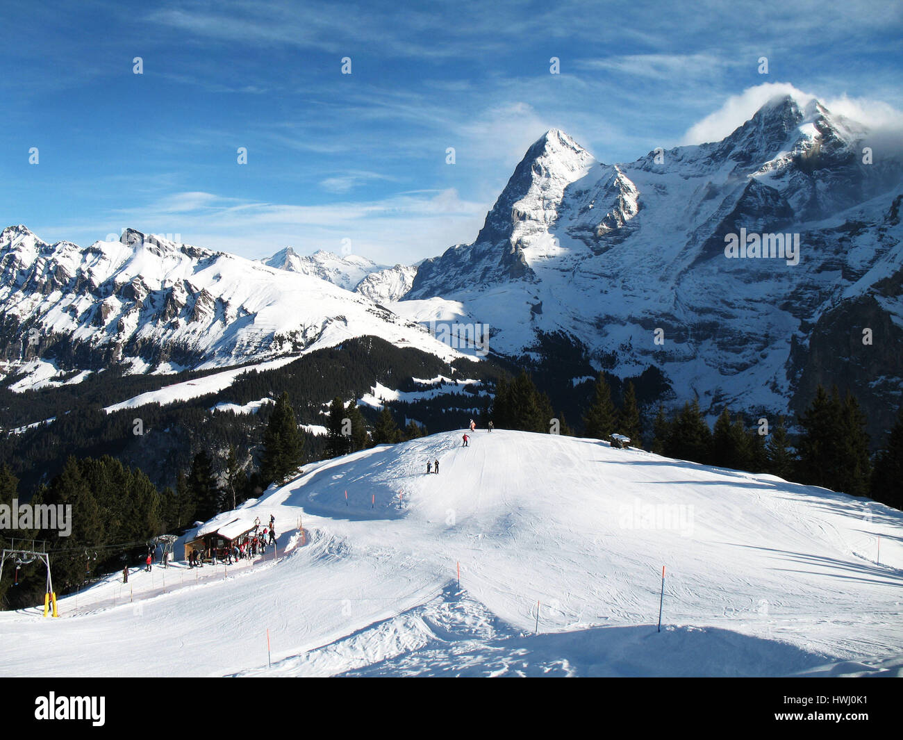 Neve invernale scena svizzera Foto Stock