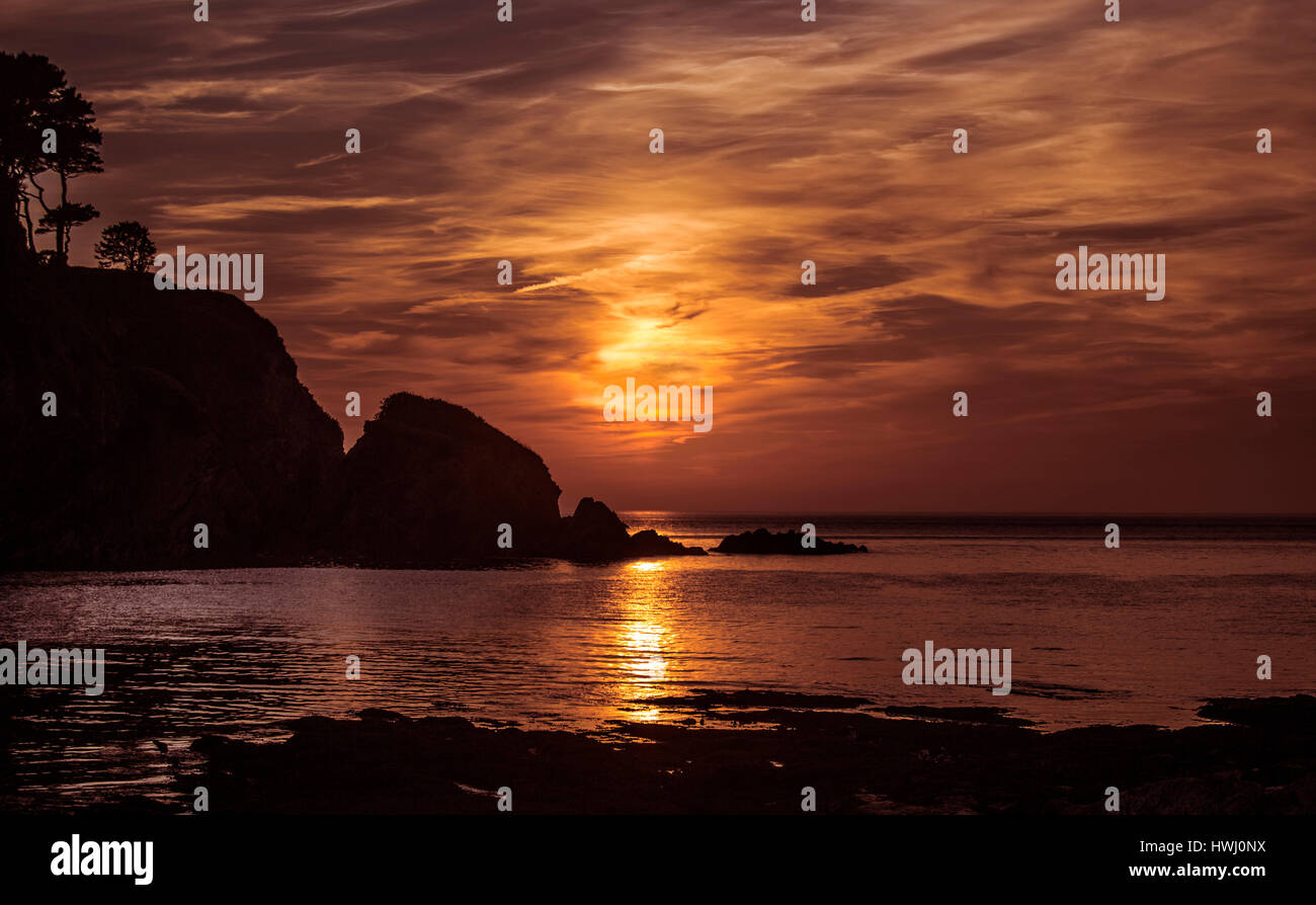 Il Dorset tramonto sul nsea Foto Stock