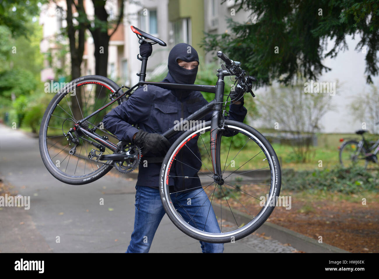 Fahrraddieb, Symbolfoto Foto Stock