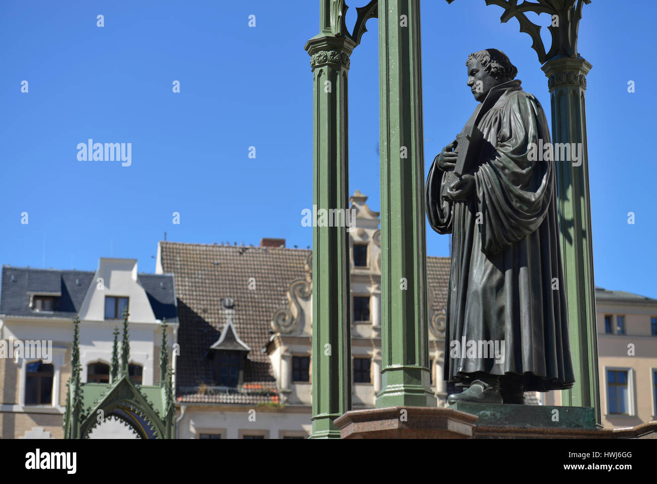 Lutherdenkmal, Markt, Lutherstadt Wittenberg, Sachsen-Anhalt, Deutschland, Luther-Denkmal Foto Stock