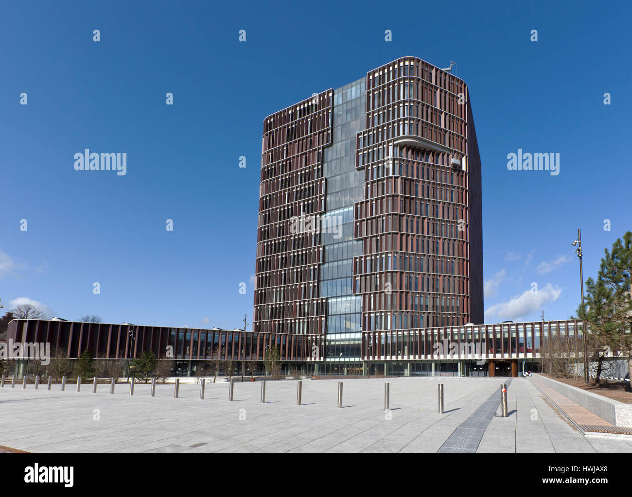 La Torre Di Maersk, Mærsk Tårnet. Facoltà di Scienze sanitarie e mediche, Università di Copenaghen, Danimarca. Parte del complesso di Panum. Foto Stock