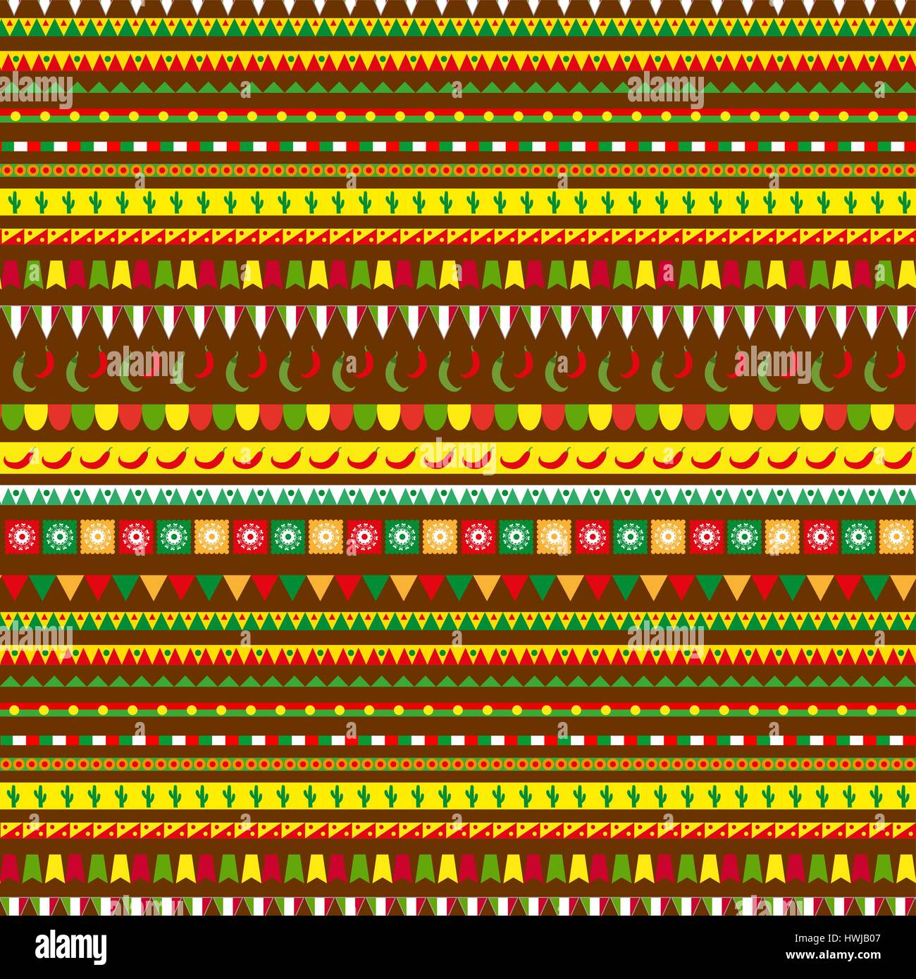 Cinco de Mayo seamless pattern con un ornamento tradizionale. Etnica messicana, tribale infinite background e texture. Illustrazione Vettoriale. Illustrazione Vettoriale