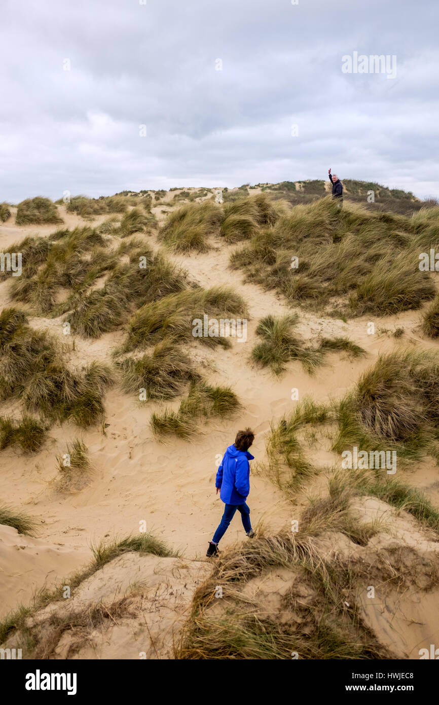 Le dune di sabbia e spiaggia di Camber Sands East Sussex Regno Unito Foto Stock