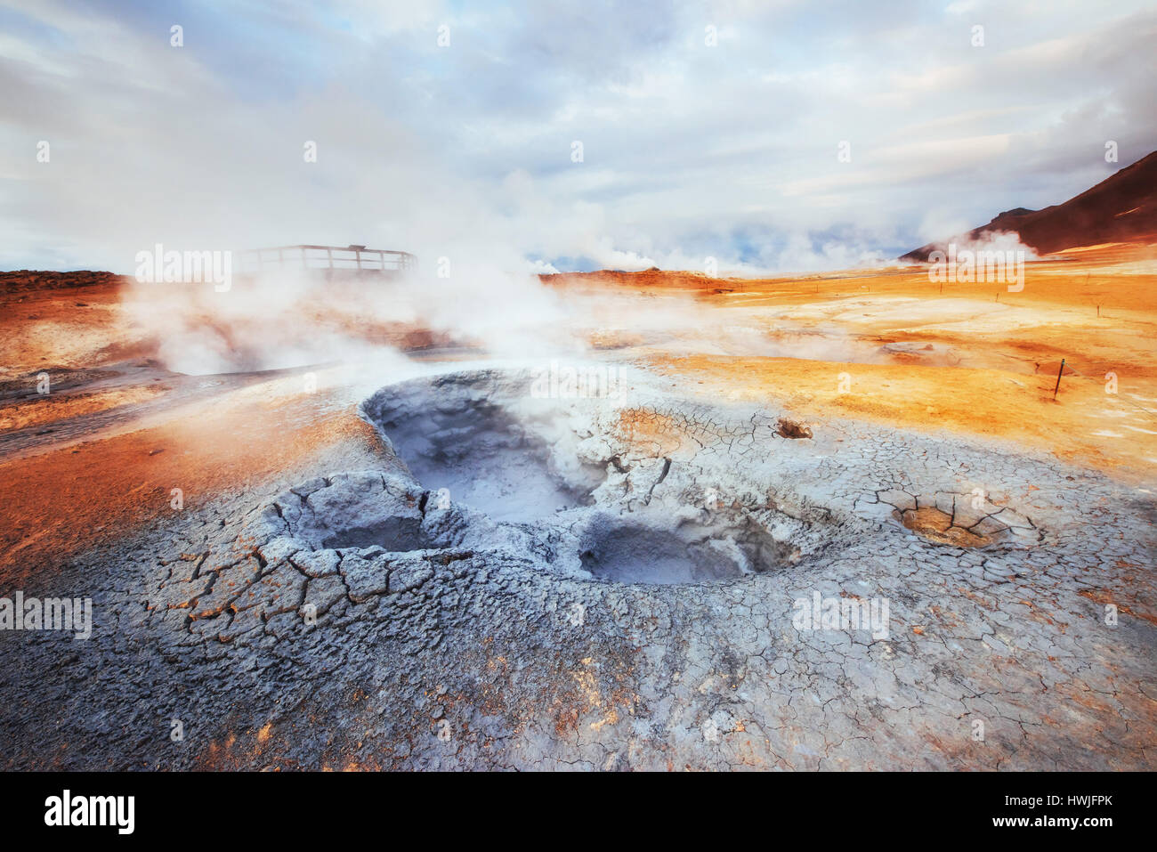 Campo di fumarole in Islanda Namafjall. Bellezza Mondo Foto Stock