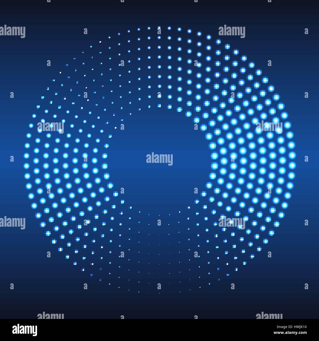 Incandescente i punti dei mezzitoni cerchio. Abstract le luci al neon di sfondo per il vostro design Illustrazione Vettoriale