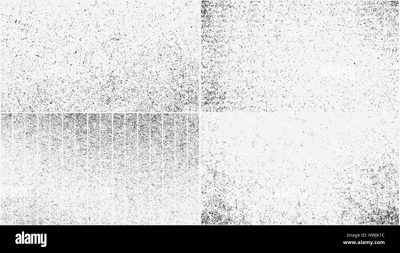 Set di grunge texture di sovrapposizione. Illustrazione Vettoriale di nero e di bianco astratto sfondi sgranate con il rumore e la polvere che per il tuo design Illustrazione Vettoriale