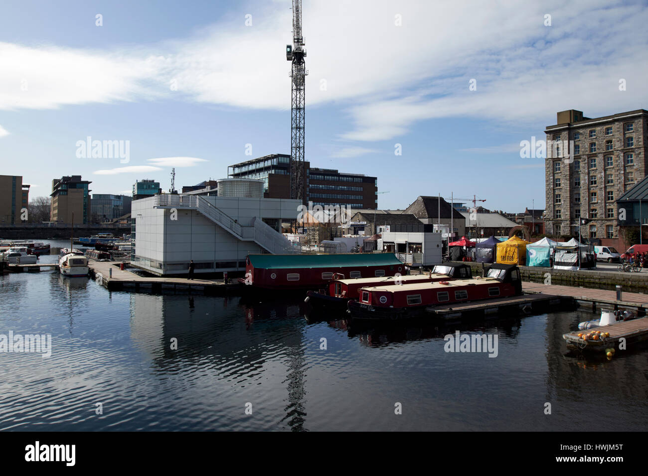 Grand canal dock marina e fluviale in Irlanda del centro visitatori a Dublino Repubblica di Irlanda Foto Stock