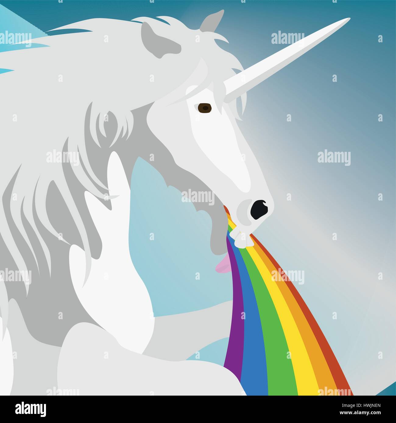 Illustrazione puking Unicorn per un utilizzo creativo in graphic design Illustrazione Vettoriale