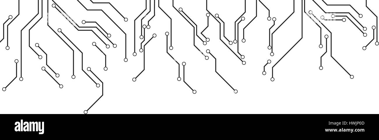 Vettore : circuito elettronico di bordo su sfondo bianco Illustrazione Vettoriale