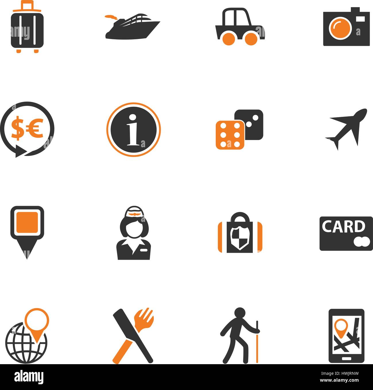 Icona del viaggio impostata per siti web e interfaccia utente Illustrazione Vettoriale