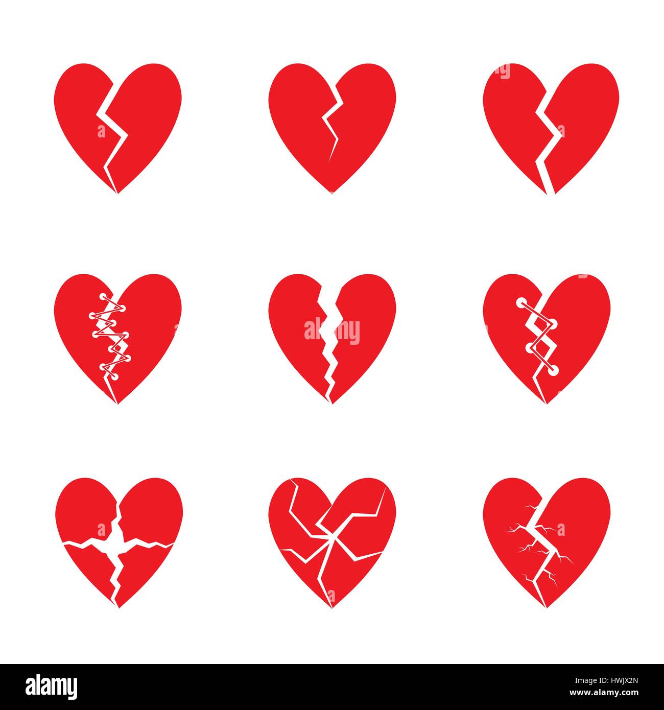Insieme del cuore rosso Illustrazione Vettoriale