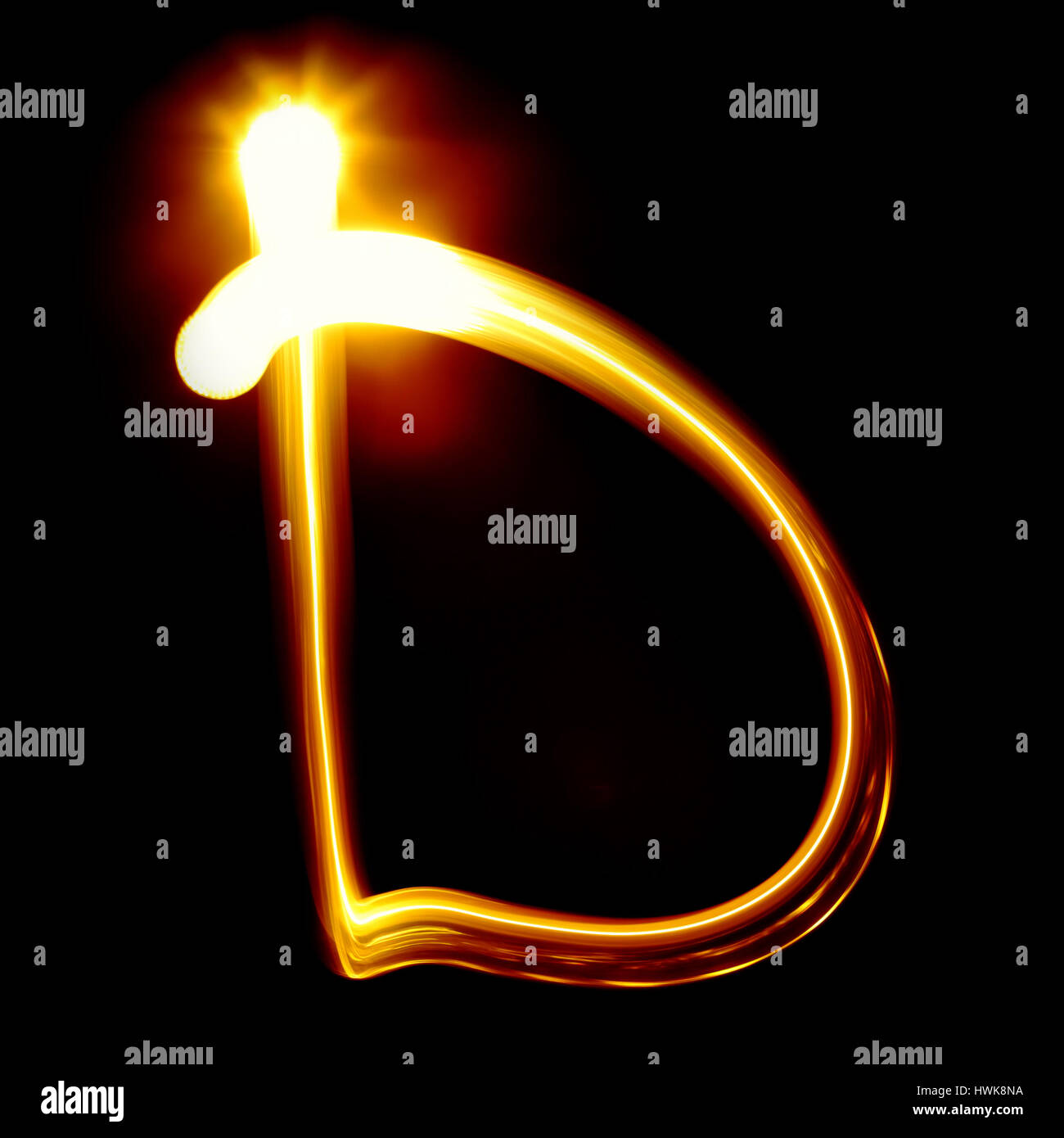 Creato da alfabeto di luce su sfondo nero Foto Stock
