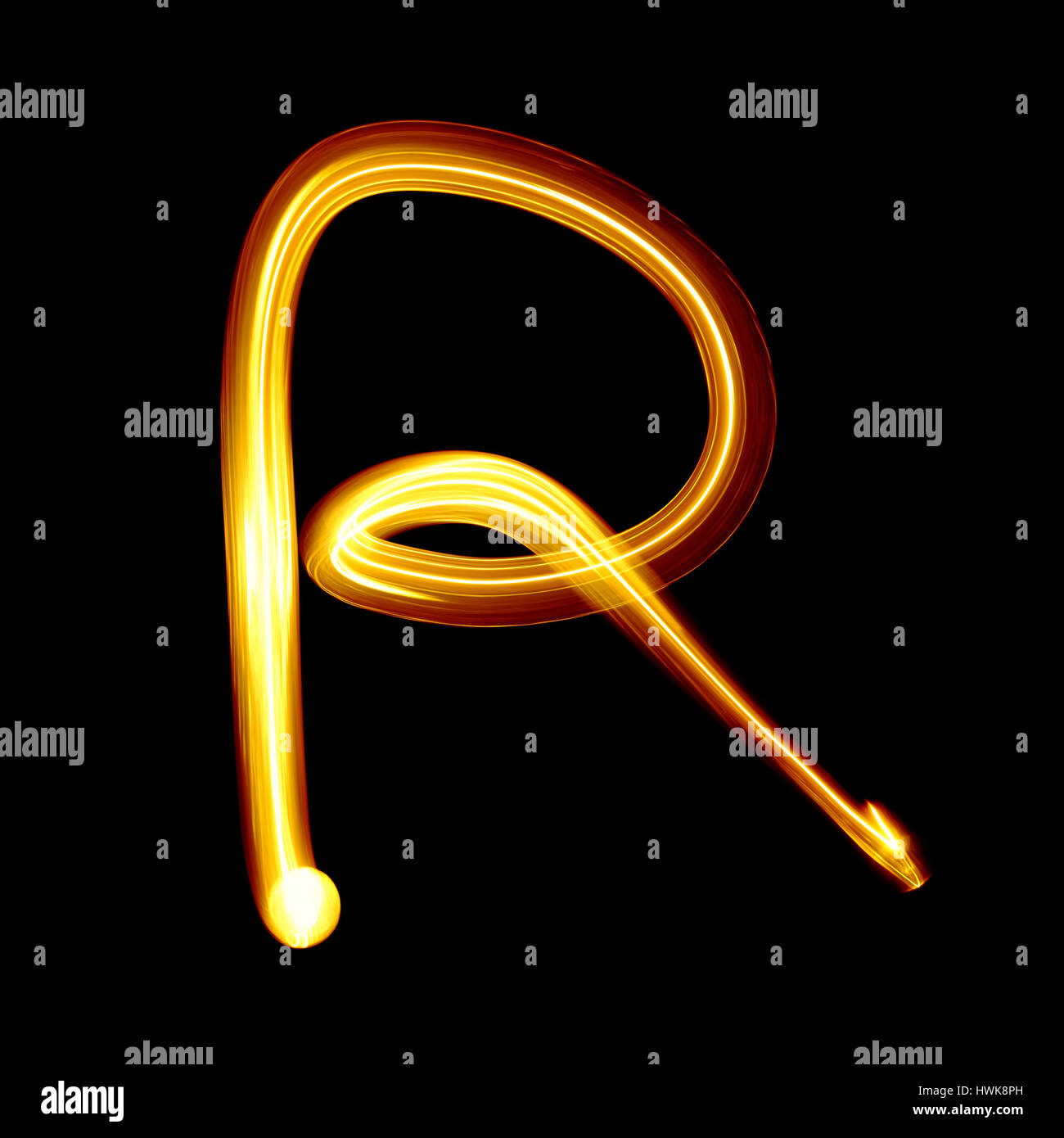 Creato da alfabeto di luce su sfondo nero Foto Stock