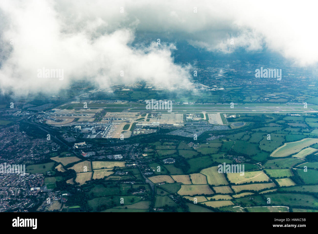 Vista aerea dell'Aeroporto Gatwick di Londra, Regno Unito Foto Stock