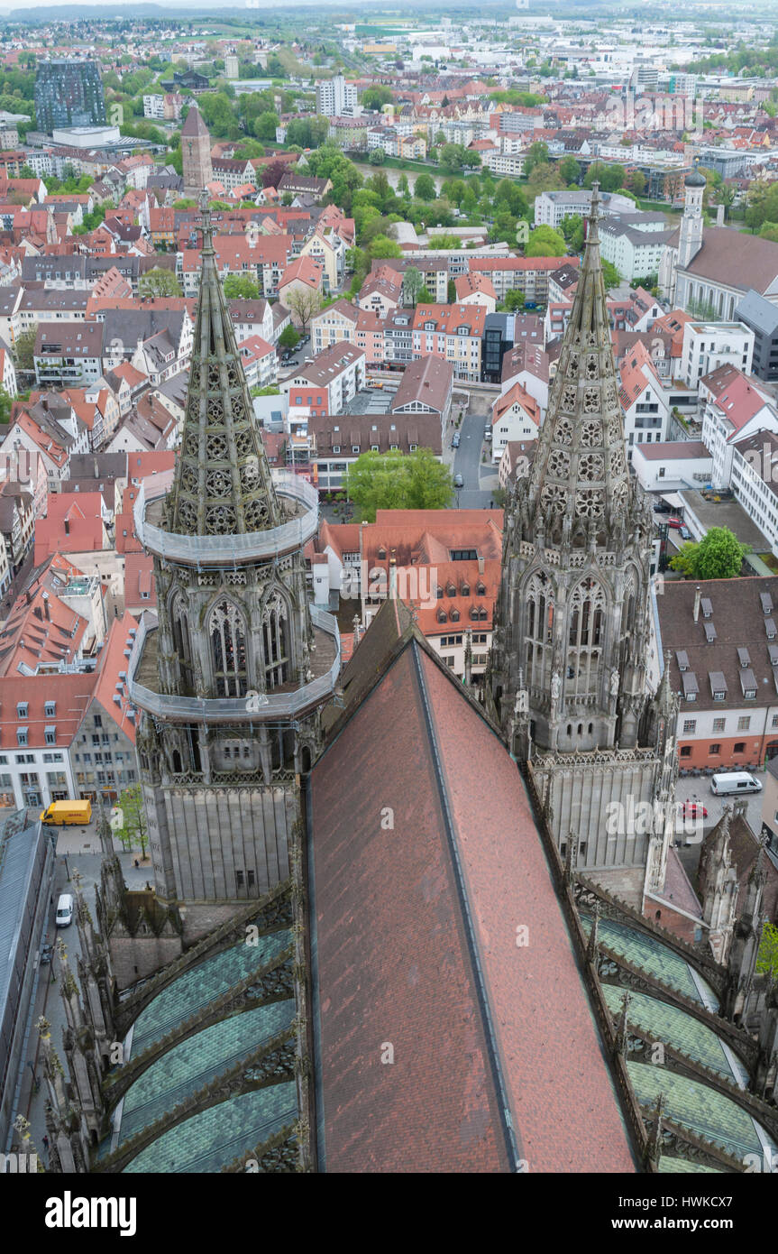 Cattedrale di Ulm, Ulm, Svevia, Baden-Wuerttemberg, Germania Foto Stock