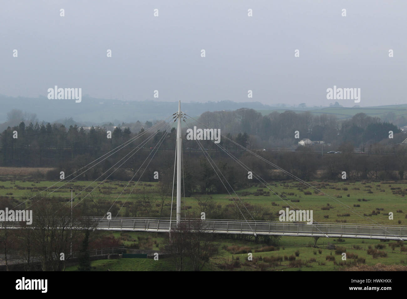 Ponte di sospensione in Carmarthen, Wales, Regno Unito Foto Stock