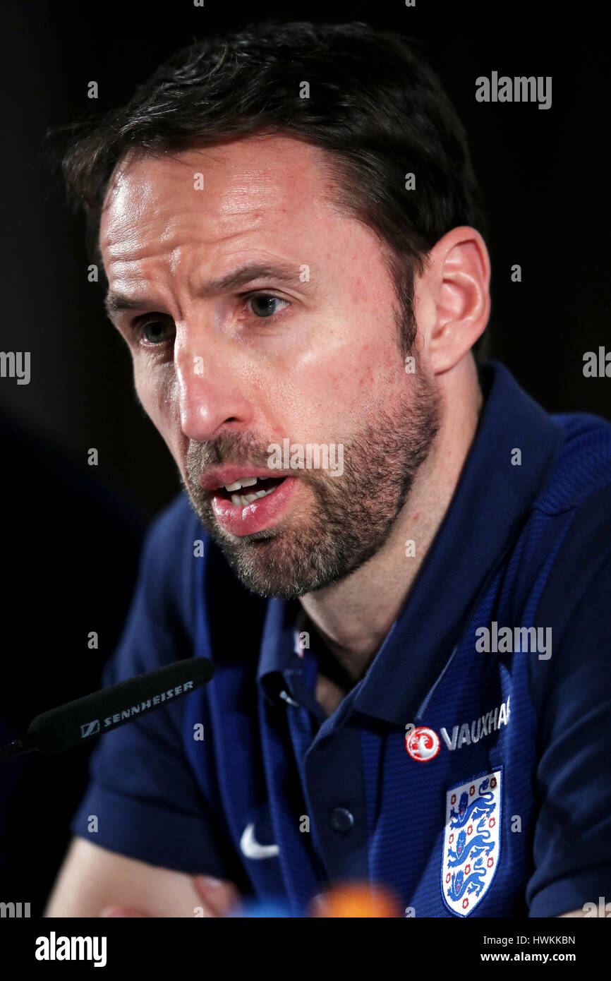 Inghilterra manager Gareth Southgate durante una conferenza stampa presso il congresso atlantico Hotel, Essen, Germania. Foto Stock